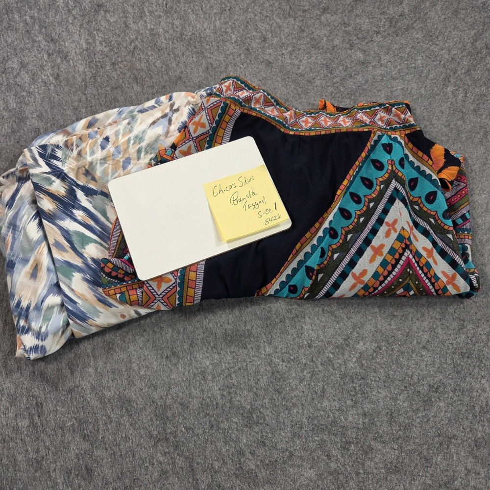 Chicos Maxi Skirt Bundle Set Womens Size 1 Medium Geometric Ikat Boho Print - Picture 4 of 6